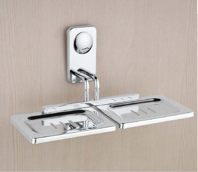 Ferio Stainless Steel Double Soap Holder for Bathroom/Soap Dish/Bathroom Soap Stand/Bathroom Accessories Wall Mounted Chrome Finish(Pack of 1) - Image 3