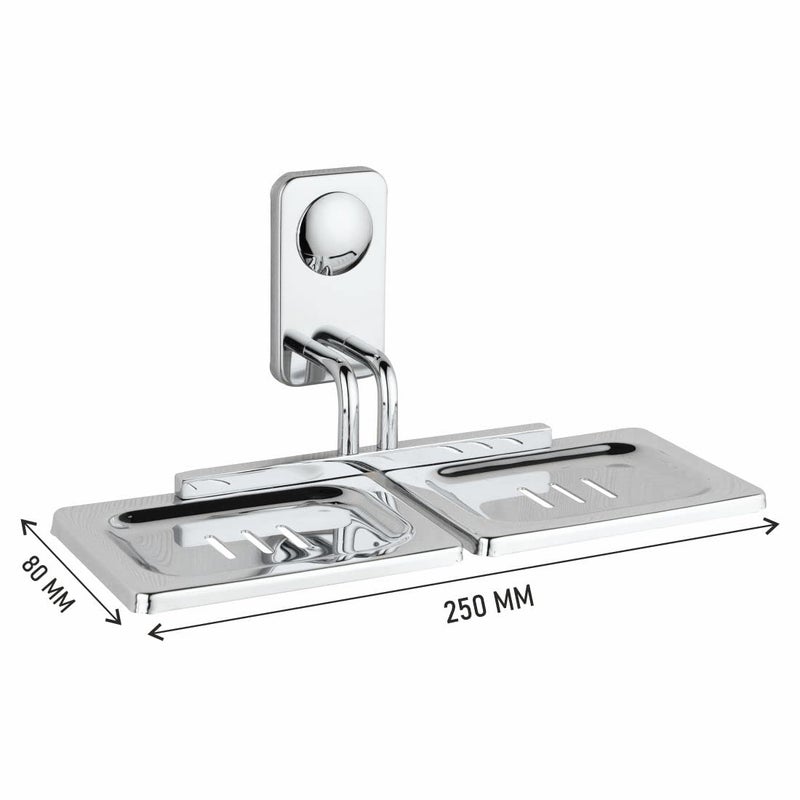 Ferio Stainless Steel Double Soap Holder for Bathroom/Soap Dish/Bathroom Soap Stand/Bathroom Accessories Wall Mounted Chrome Finish(Pack of 1) - Image 4