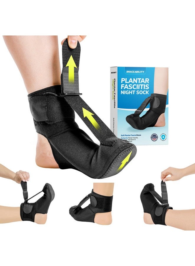 BraceAbility BraceAbility Plantar Fasciitis Night Splint Sock - Soft Plantar Fascia Brace for Sleeping, Achilles Tendonitis, Foot Drop, Heel Pain - Plantar Fasciitis Relief Night Splint for Women and Men (Large) - Image 1