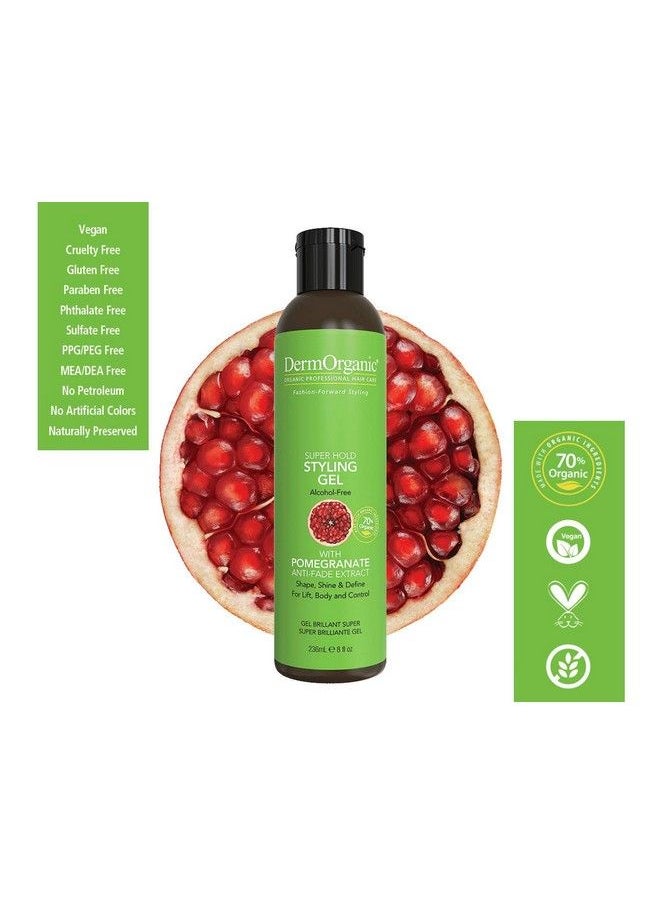 DermOrganic - Super Hold Styling Gel For Hair With Pomegranate Antifade Extract Alcoholfree 8 Fl. Oz. - Image 1