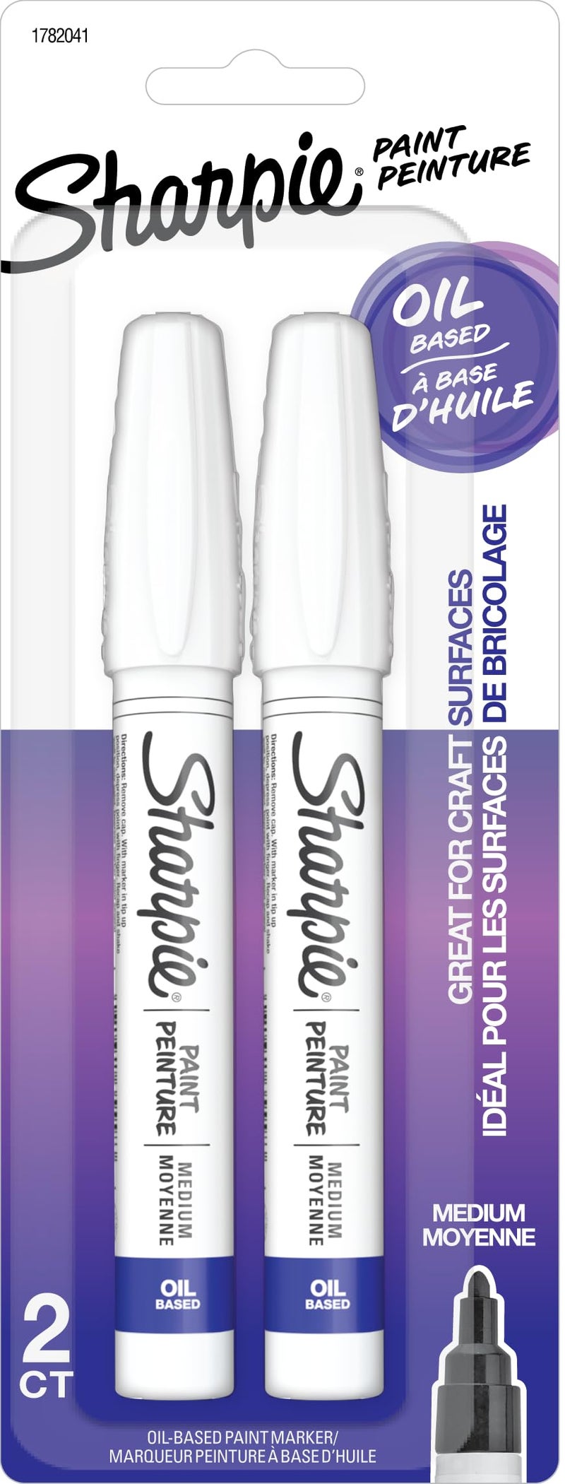 Sharpie Oil-Based Paint Markers, Medium Point, White, 2 Pack - Image 1