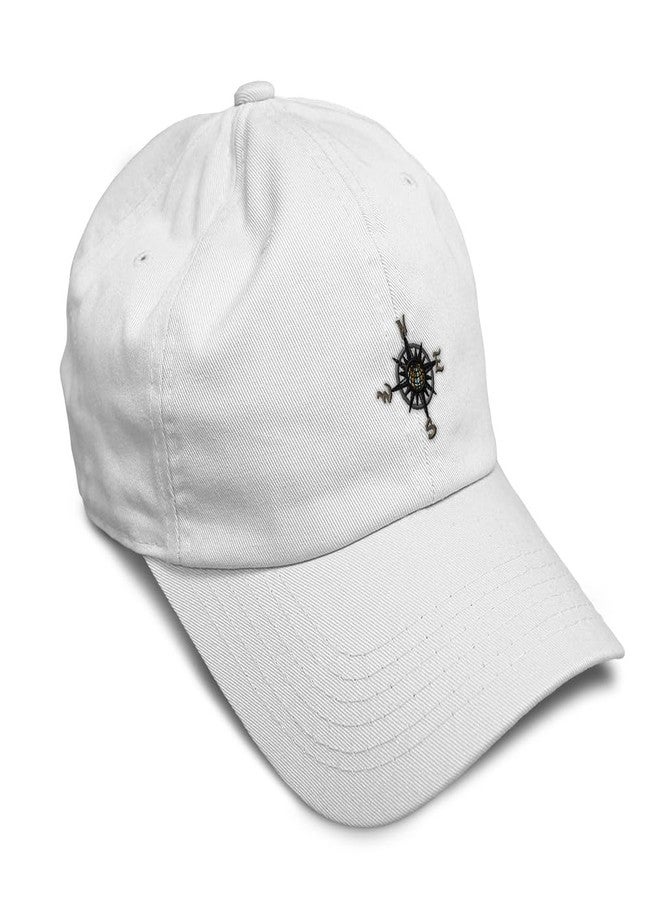 Speedy Pros Soft Baseball Cap Nautical Compass Embroidery Boats Nautical Compass Embroidery Twill Cotton Dad Hats for Men & Women White Design Only - Image 1