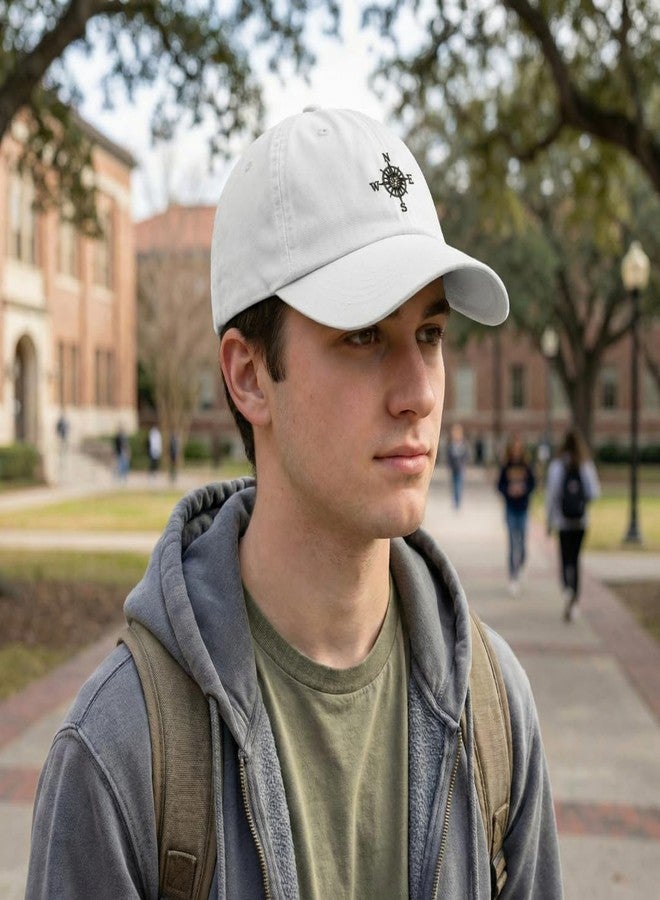 Speedy Pros Soft Baseball Cap Nautical Compass Embroidery Boats Nautical Compass Embroidery Twill Cotton Dad Hats for Men & Women White Design Only - Image 4