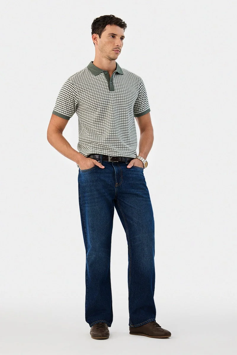 سنيتش Green Geometric Half Sleeve Slim Fit T-Shirt