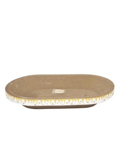 NNC PETS Oval-shaped cat bed scratcher for small to medium cats, Wear-resistant Cat scratching pad with Catnip, Protects your furniture, Ideal for Relaxation & Exercise 49.5 cm (White)  - Image 1