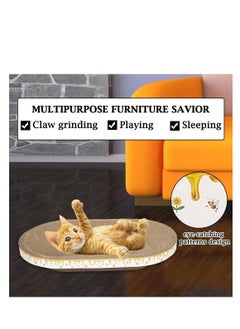 NNC PETS Oval-shaped cat bed scratcher for small to medium cats, Wear-resistant Cat scratching pad with Catnip, Protects your furniture, Ideal for Relaxation & Exercise 49.5 cm (White)  - Image 5