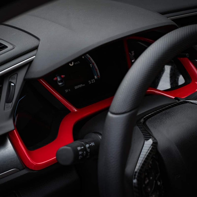Thenice for 10th Gen Civic Dash Board Instrument Panel Dashboard Trim Cover Interior Decal Accessories Compatible with Honda Civic 2021 2020 2019 2018 2017 2016 -Red - Image 4