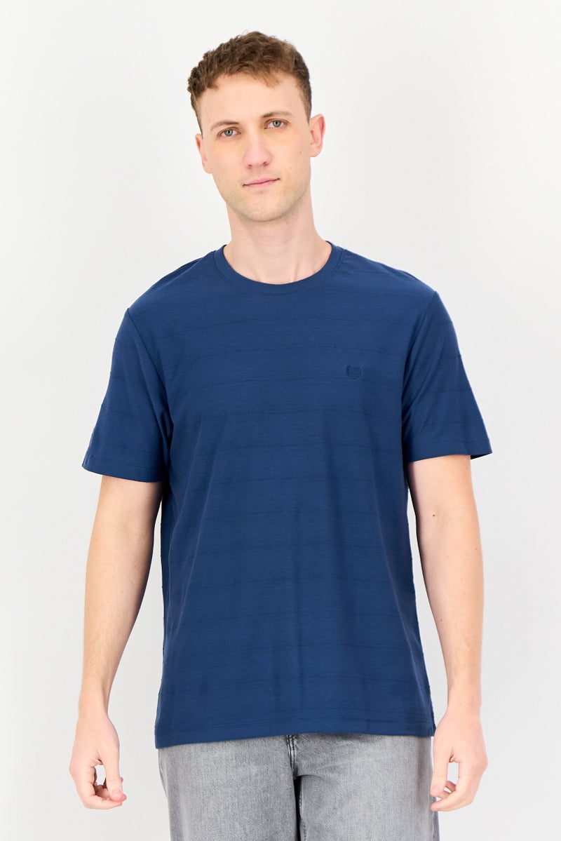 Chaps Men Crew Neck Embroidered Logo Short Sleeve T-Shirt, Slate Blue - Image 1