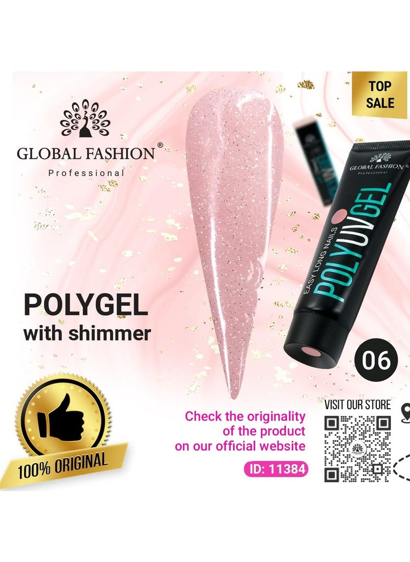 GLOBAL FASHION Global Fashion Professional Poly UV Gel with Shimmer: Long-Lasting, Salon-Quality Nails in Stunning Colors | (06)  - Image 2