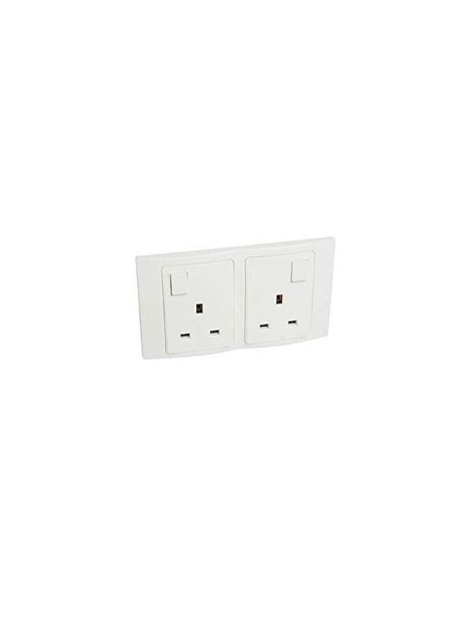 Legrand Mallia White Switched Outlet - 2 Gang, 13A 250V - 281113 - Image 1
