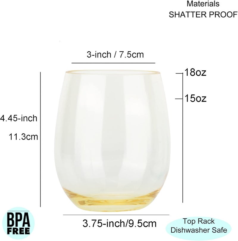 KOXIN-KARLU Classic 18-ounce Acrylic Stemless Wine Glasses, Unbreakable Mixed Drinkware Plastic Tumbler, set of 6 Mutlicolor - Image 2