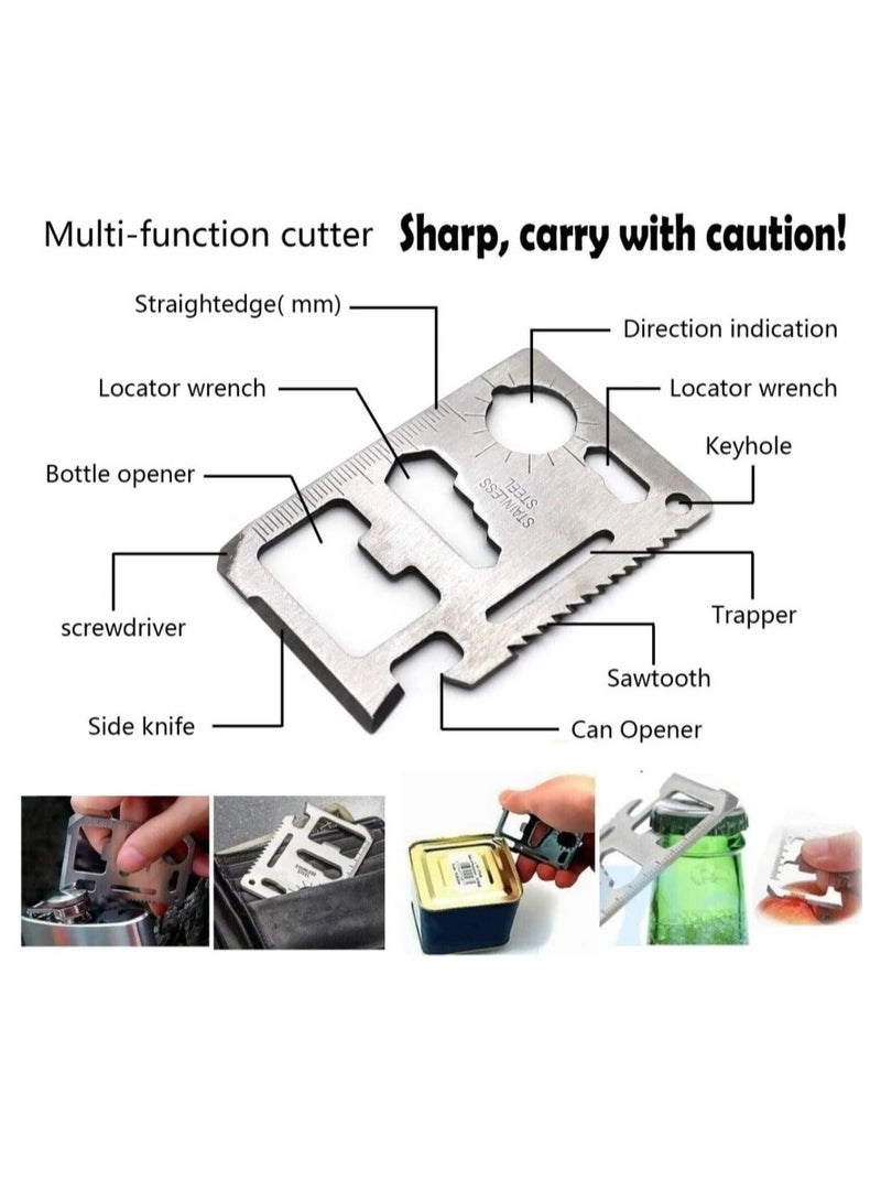أداة كارت استانلس متعدد الاستخدامات 11 في 1 محمول ي الجيب للطوارئ والتخييم والاستعمال المنزلي والخارجي - Image 2