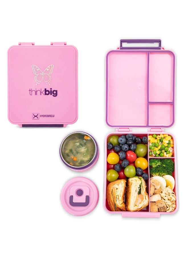 Hydrobrew Bento Lunch Box 1.74L w/ Steel Food Jar & Sip Switch Water Bottle 1000ml | Leakproof Meal Box – ThinkBig Pink - Image 4