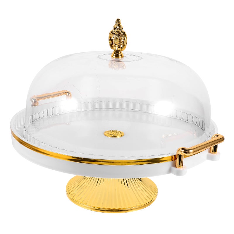 2 Sets of Cake Stand with Dome Cover Multifunctional Serving Plate Snack Storage Tray - Image 2