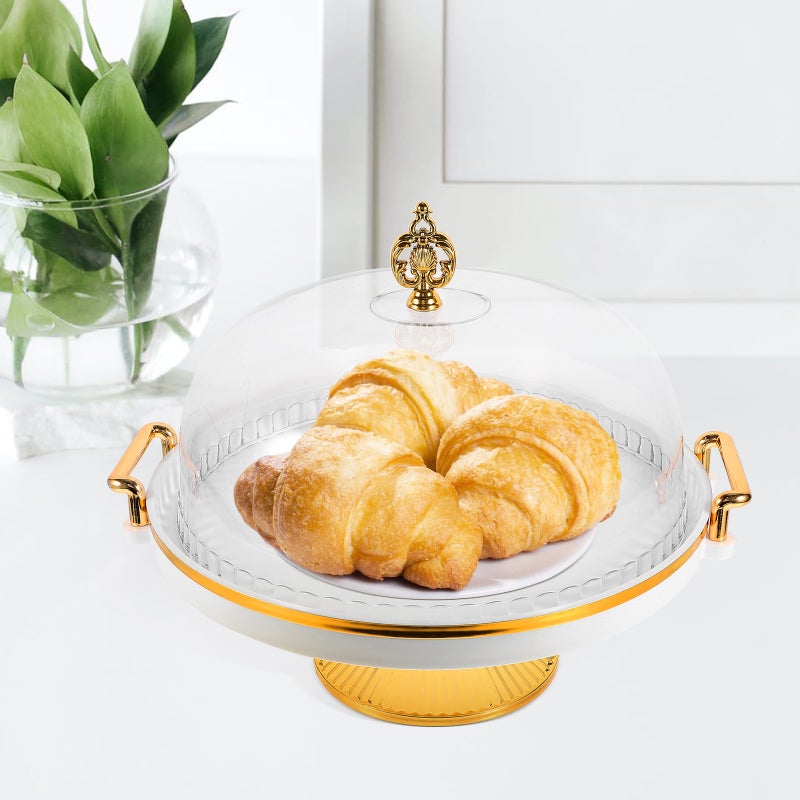 2 Sets of Cake Stand with Dome Cover Multifunctional Serving Plate Snack Storage Tray - Image 5