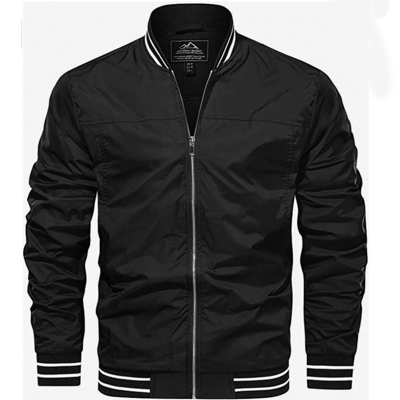 Jacket Mens Coat Autumn New Simple Baseball Suit Sports Trend Mens Top Collar Casual Jacket Coat black - Image 2