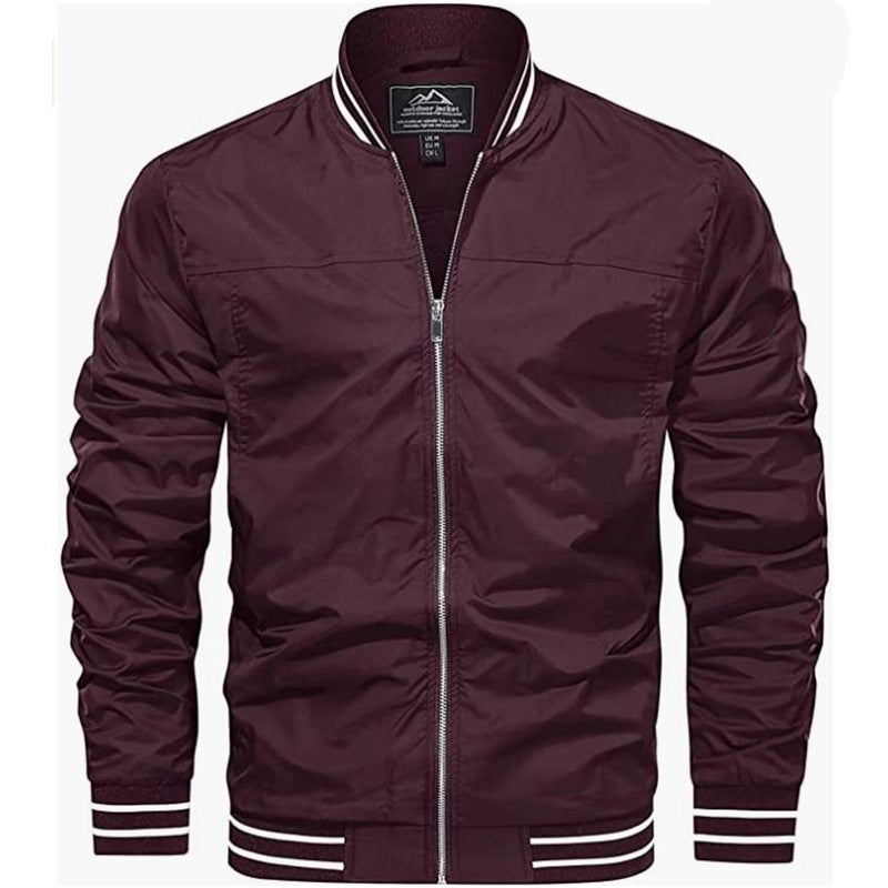 Jacket Mens Coat Autumn New Simple Baseball Suit Sports Trend Mens Top Collar Casual Jacket Coat black - Image 3