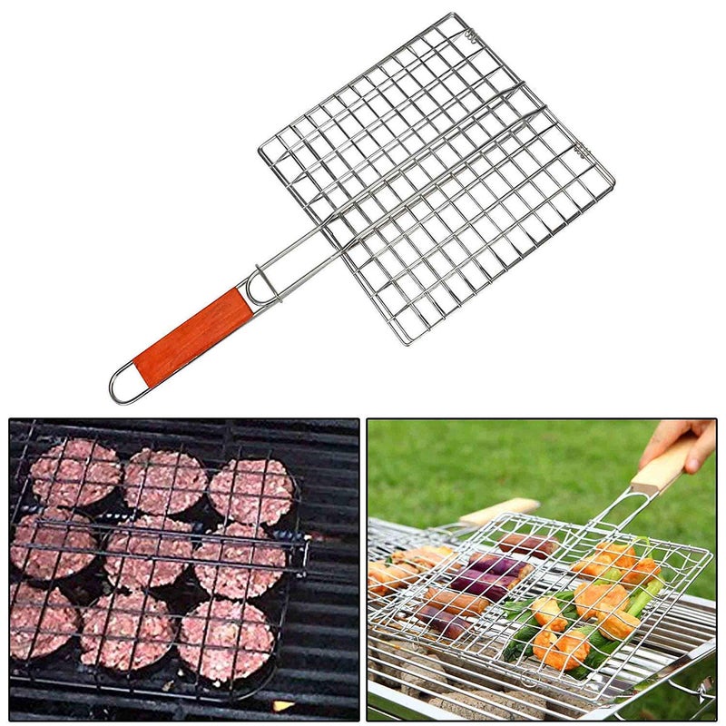 CREDSY Stainless Steel Fish Grill Basket BBQ Grilling Basket with Removable Handle for Fish Vegetables Steak Shrimp Meat Food - Image 2