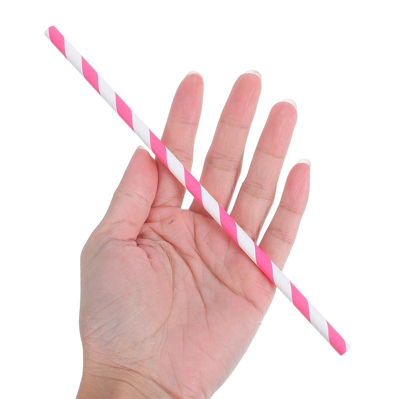 Garneck 100pcs Biodegradable Striped Paper Drinking Straws 20cm for Cocktail, Coffee and Party Use - Image 5