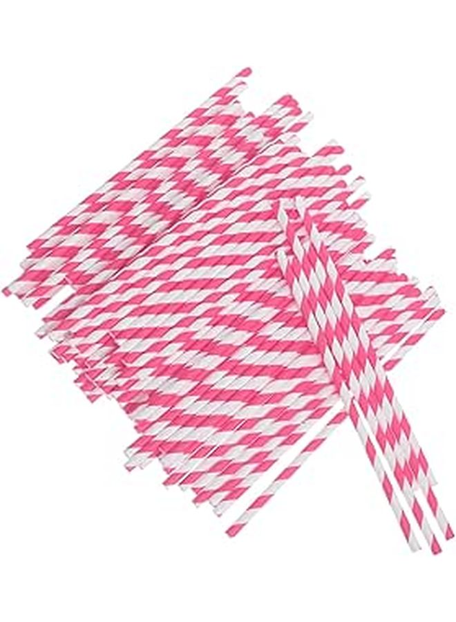 Garneck 100pcs Biodegradable Striped Paper Drinking Straws 20cm for Cocktail, Coffee and Party Use - Image 1
