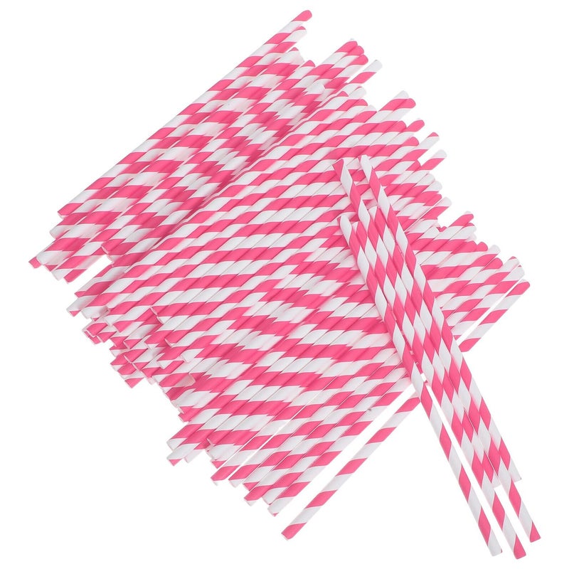 Garneck 100pcs Biodegradable Striped Paper Drinking Straws 20cm for Cocktail, Coffee and Party Use - Image 2