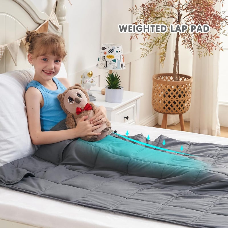 yescool Weighted Blanket 5 Pounds Cooling Weighted Lap Blanket, Grey Heavy Blanket for Sleeping, Weighted Throw Blanket Gift for 40-60lbs, 36"x48" - Image 5