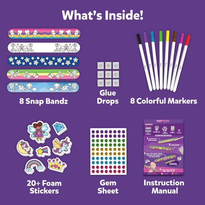 Skillmatics Craft Activity - Snap Bandz, Unicorns & Princesses, DIY Art & Craft Activity, Easter Basket Stuffers, Mess-Free Kit, 8 Bands (8.6"), Gift for Girls & Boys Ages 4, 5, 6, 7, 8, 9, 10 - Image 5