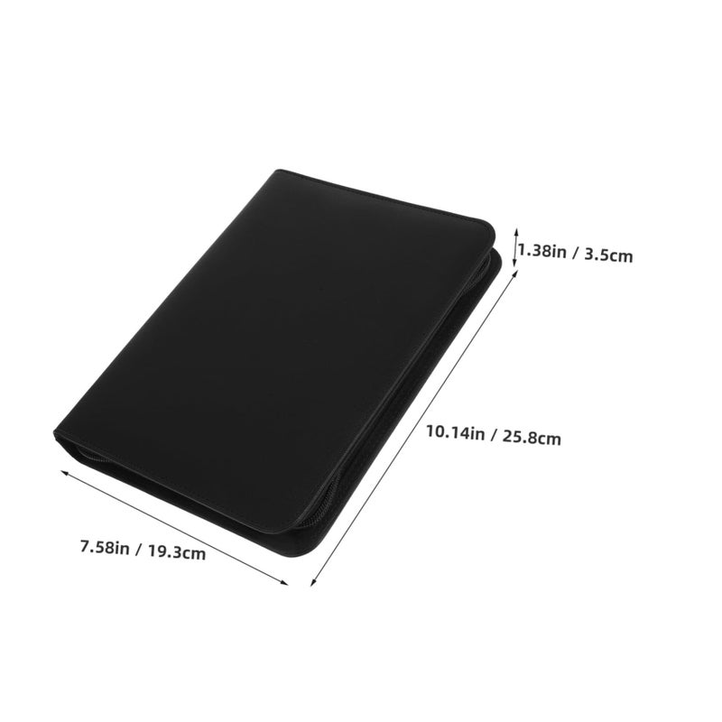 Black Leather Zipper Portfolio Binder Organizer With Secure Closure For Men Office - Image 3