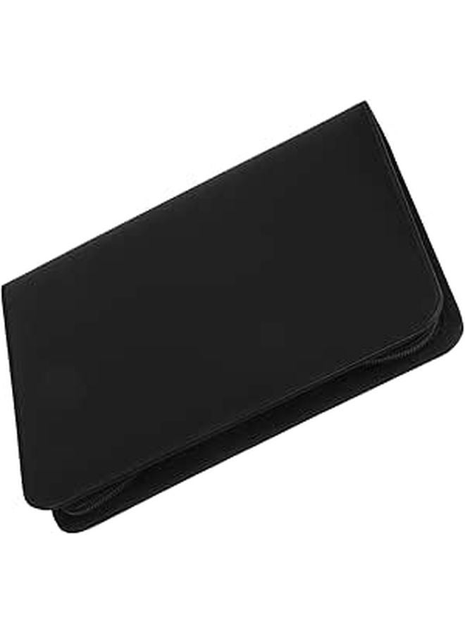 Black Leather Zipper Portfolio Binder Organizer With Secure Closure For Men Office - Image 1
