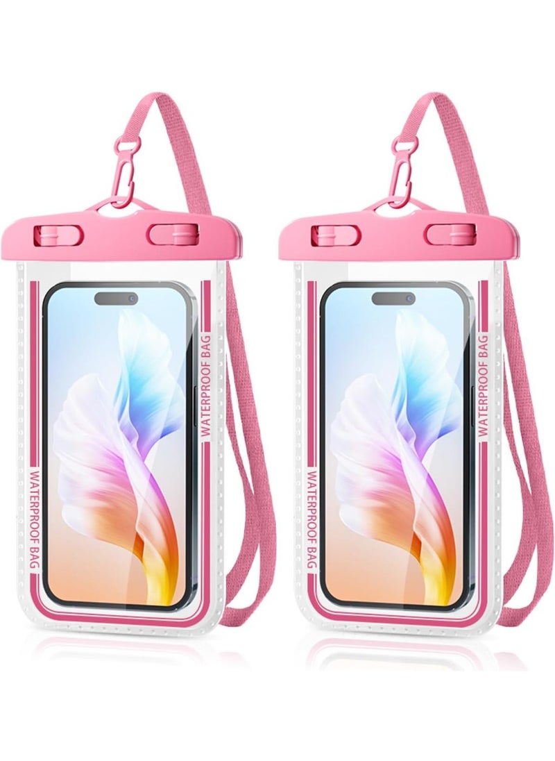 Golden 2 Pack IPX8 Waterproof Phone Pouch Crossbody Lanyard [Easy Lock & Heavy Duty] Water Proof Cell Phone Case Dry Bag for iPhone 16 15 14 13 Pro Max, Galaxy S23 Ultra, All 4-7" Cellphones(D7-2 )  - Image 1