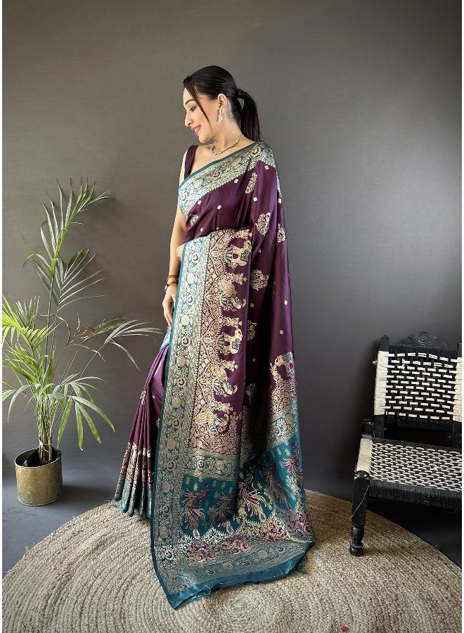 Jhambthreads Women Banarasi Silk Sarees With Unstitched Blouse - Image 3