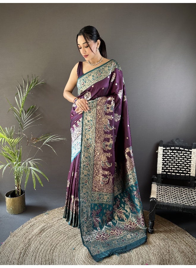 Jhambthreads Women Banarasi Silk Sarees With Unstitched Blouse - Image 1