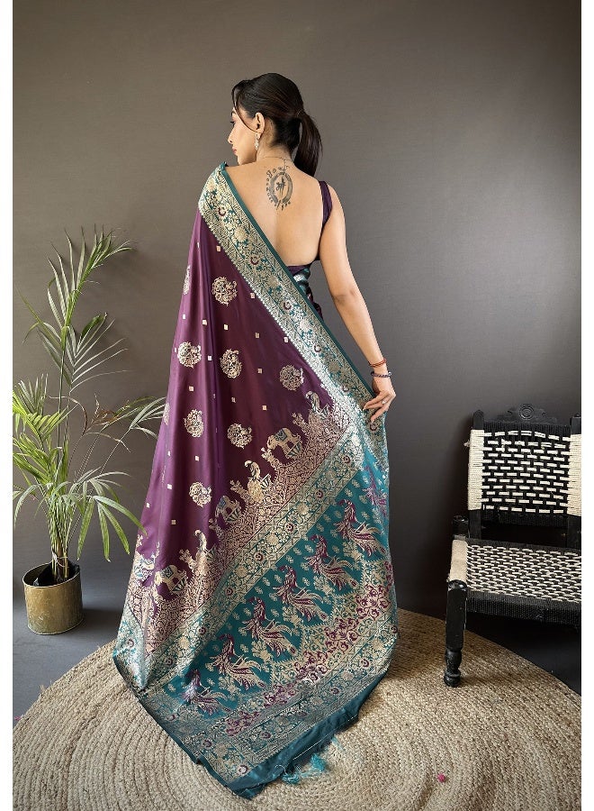 Jhambthreads Women Banarasi Silk Sarees With Unstitched Blouse - Image 2