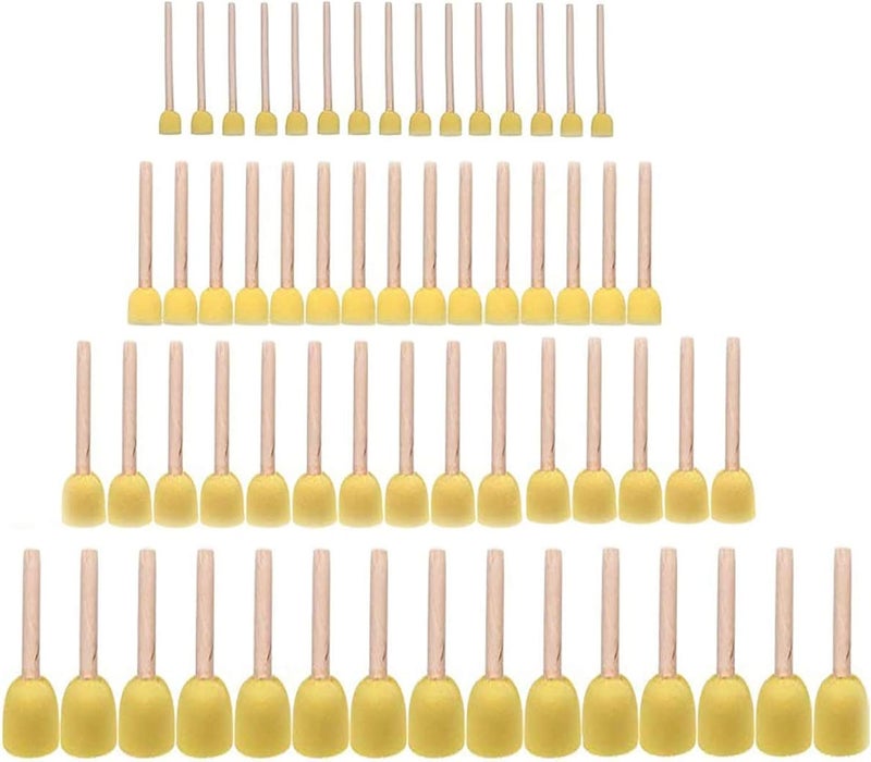 60pcs Assorted Round Paint Foam Sponge Brush Set Painting Tools, Brush Set - Great for Kids Arts and Crafts, Stencils, Painting