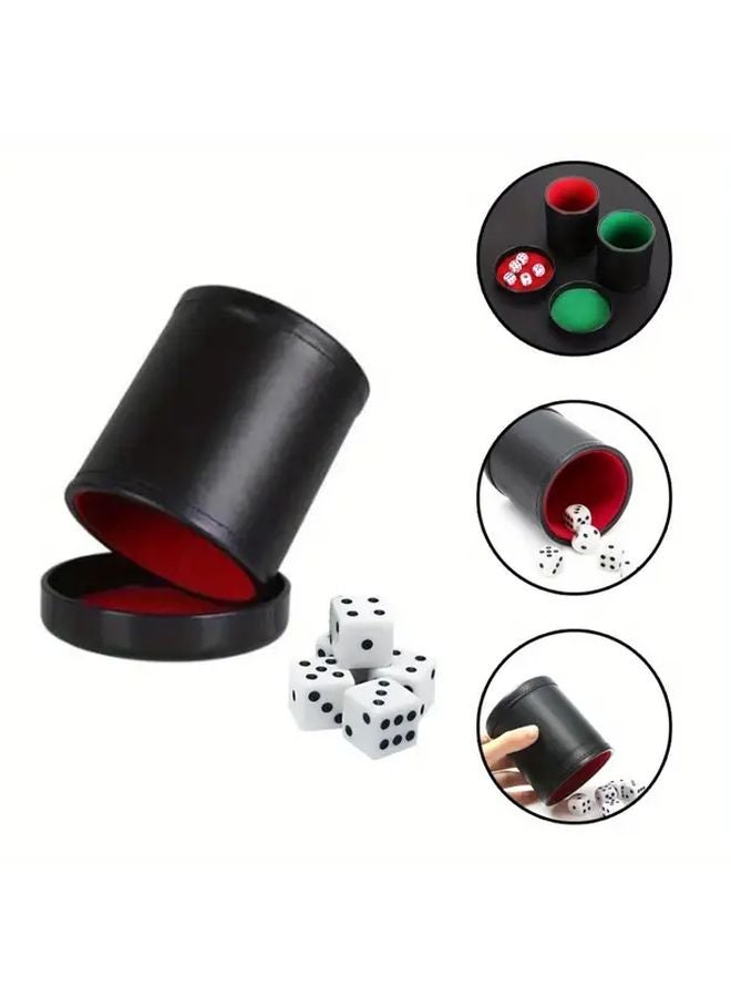 Green PU Leather Dice Cup With Lid Quiet Dice Set For Board Games Party - Image 2