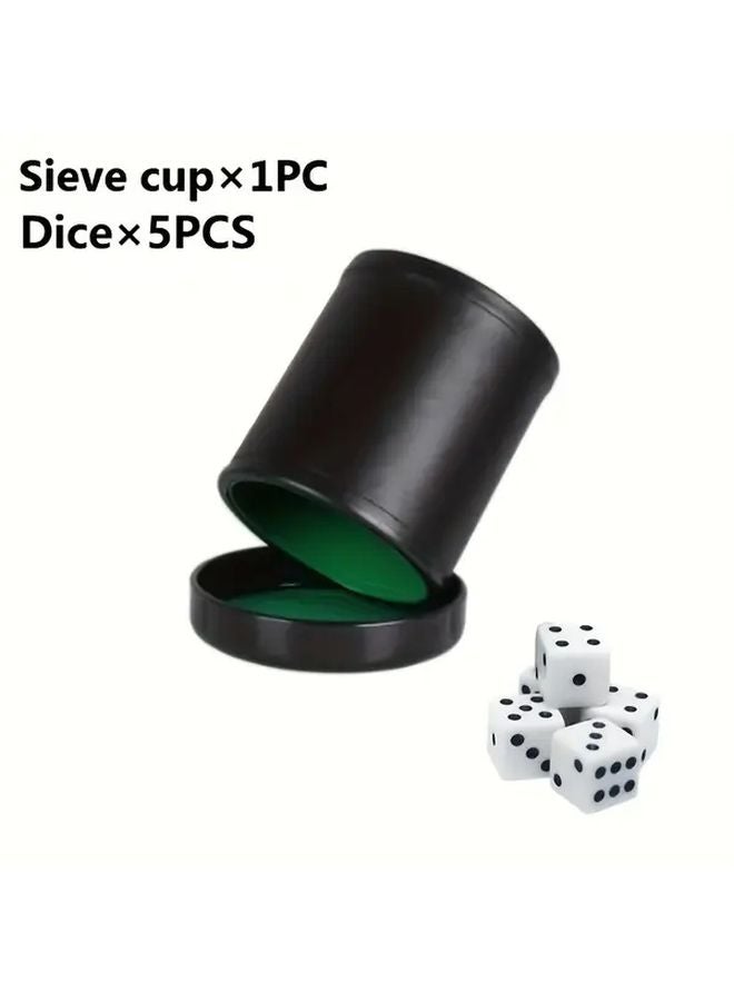 Green PU Leather Dice Cup With Lid Quiet Dice Set For Board Games Party - Image 1