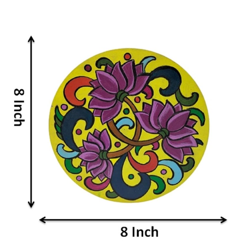 GSTORE GSTORE Pine MDF PreMarked Wooden Lotus Design Rangoli Round Shapes Cutout for DIY Work Art and Craft for Mandala Art Acrylic Painting 8 Inch Pack of 2 275 mm Thikness  - Image 2
