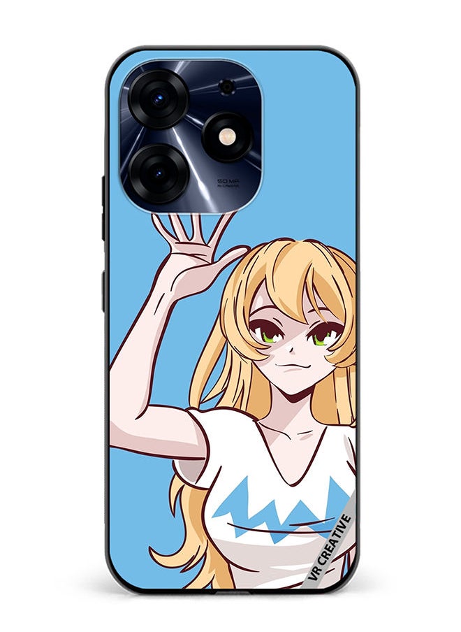 VR CREATIVE - Protective Case Cover For Tecno Spark 10 Pro Anime Girl Waving Hand Design Multicolour - Image 1