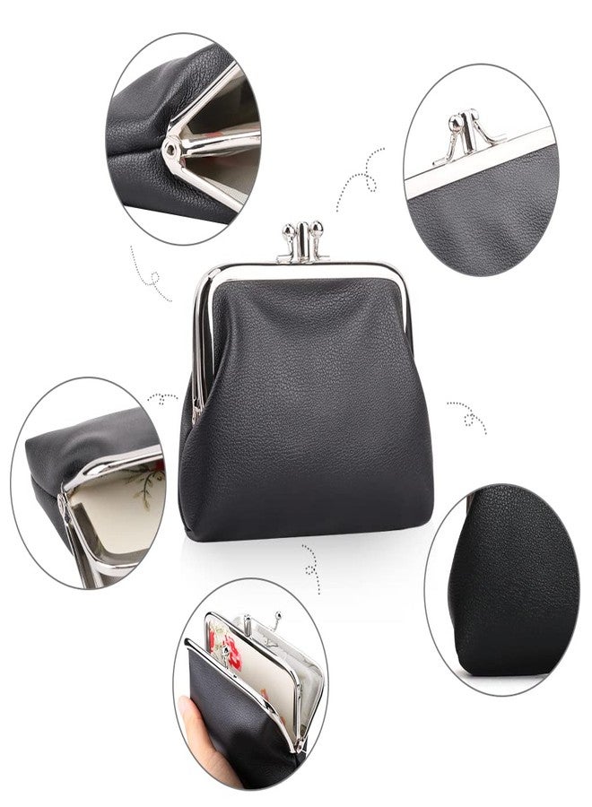 Oyachic 2 Packs Leather Change Purse,Double Pocket Change Pouch,Clutch Wallet with Clasp Closure for Women Girls - Image 2