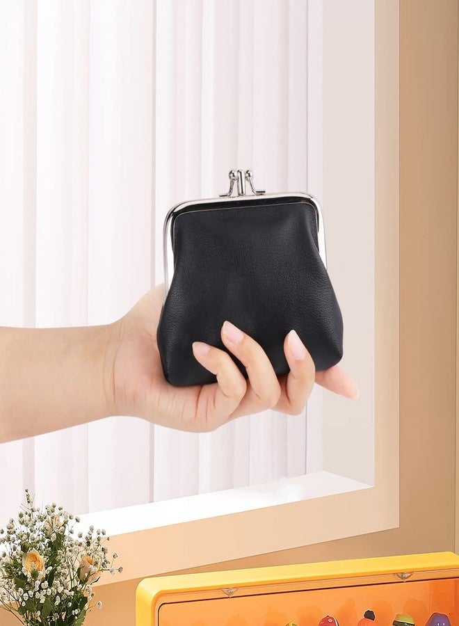 Oyachic 2 Packs Leather Change Purse,Double Pocket Change Pouch,Clutch Wallet with Clasp Closure for Women Girls - Image 4
