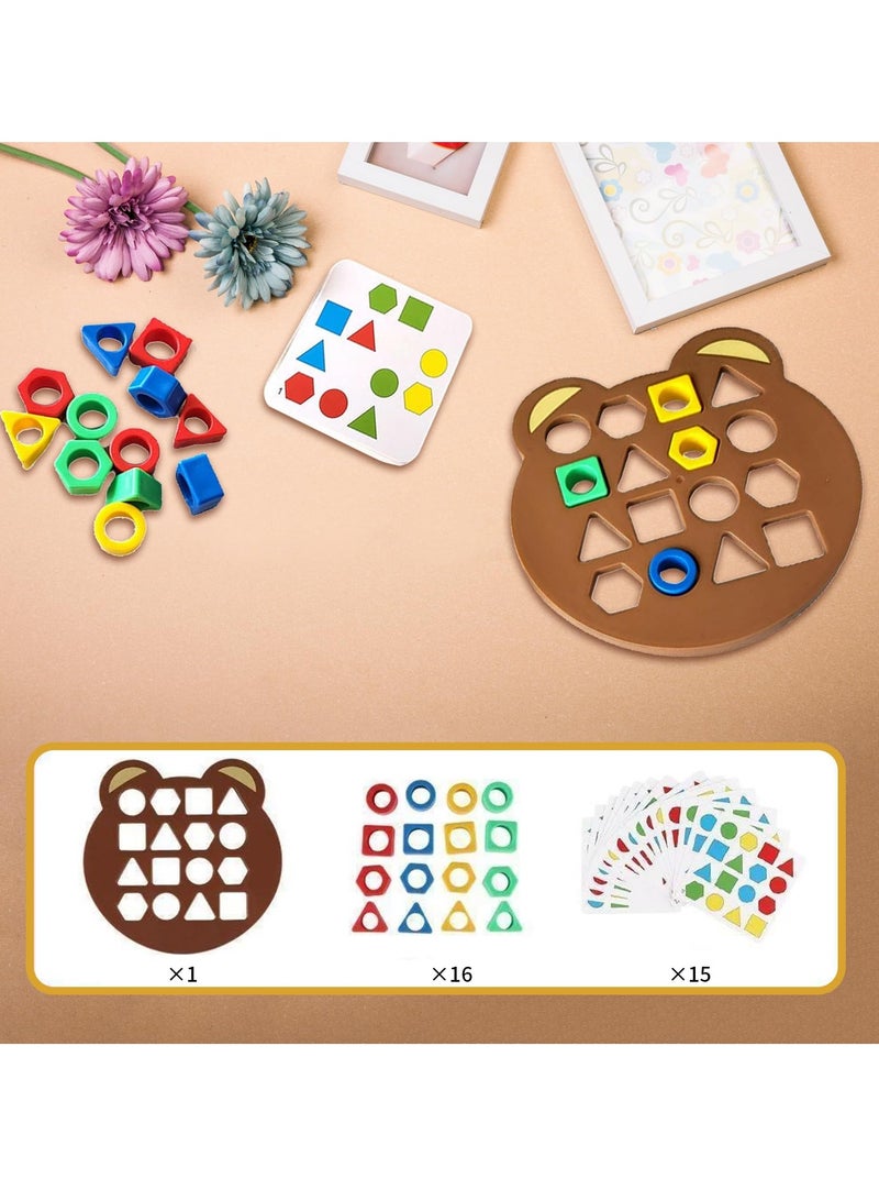 Shape Matching Puzzle Game for Kids – Montessori Color Sorting Toy with Geometric Blocks  Pattern Cards, Educational Preschool Learning Board for Toddlers Ages 3-5, Fine Motor Skills Development, No - Image 4