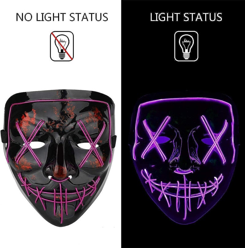 NeoGenius LED Light Up Mask for Halloween, Neon, and Bachelor Party Decoration (Assorted) - Image 2