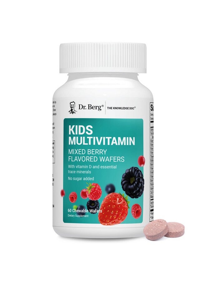 Dr. Berg Nutritionals Dr. Berg Kids Chewable Multivitamins (NOT Sweetened w/Sugar) - Daily Multivitamin for Kids That Includes 20 Nutrients & Trace Mineral Complex - Mixed Berry Chewable Vitamins for Kid - Red Wafers - Image 1