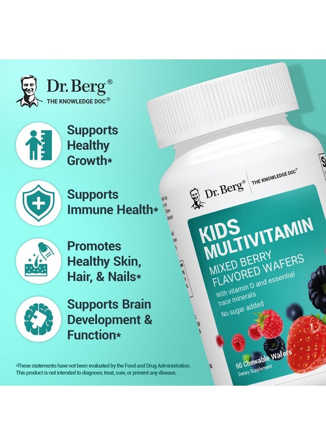 Dr. Berg Nutritionals Dr. Berg Kids Chewable Multivitamins (NOT Sweetened w/Sugar) - Daily Multivitamin for Kids That Includes 20 Nutrients & Trace Mineral Complex - Mixed Berry Chewable Vitamins for Kid - Red Wafers - Image 2
