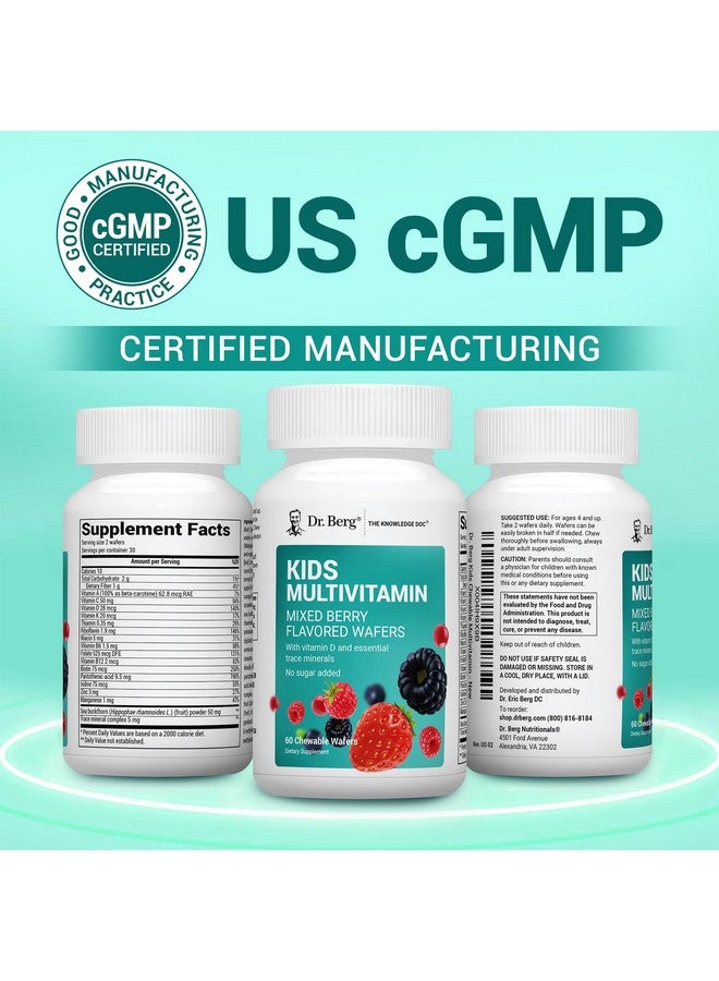 Dr. Berg Nutritionals Dr. Berg Kids Chewable Multivitamins (NOT Sweetened w/Sugar) - Daily Multivitamin for Kids That Includes 20 Nutrients & Trace Mineral Complex - Mixed Berry Chewable Vitamins for Kid - Red Wafers - Image 4