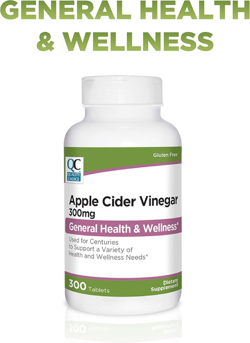 Quality Choice Apple Cider Vinegar 300 mg  General Health and Wellness  Dietary Supplement in 300 Count Bottles of Tablets - Image 2