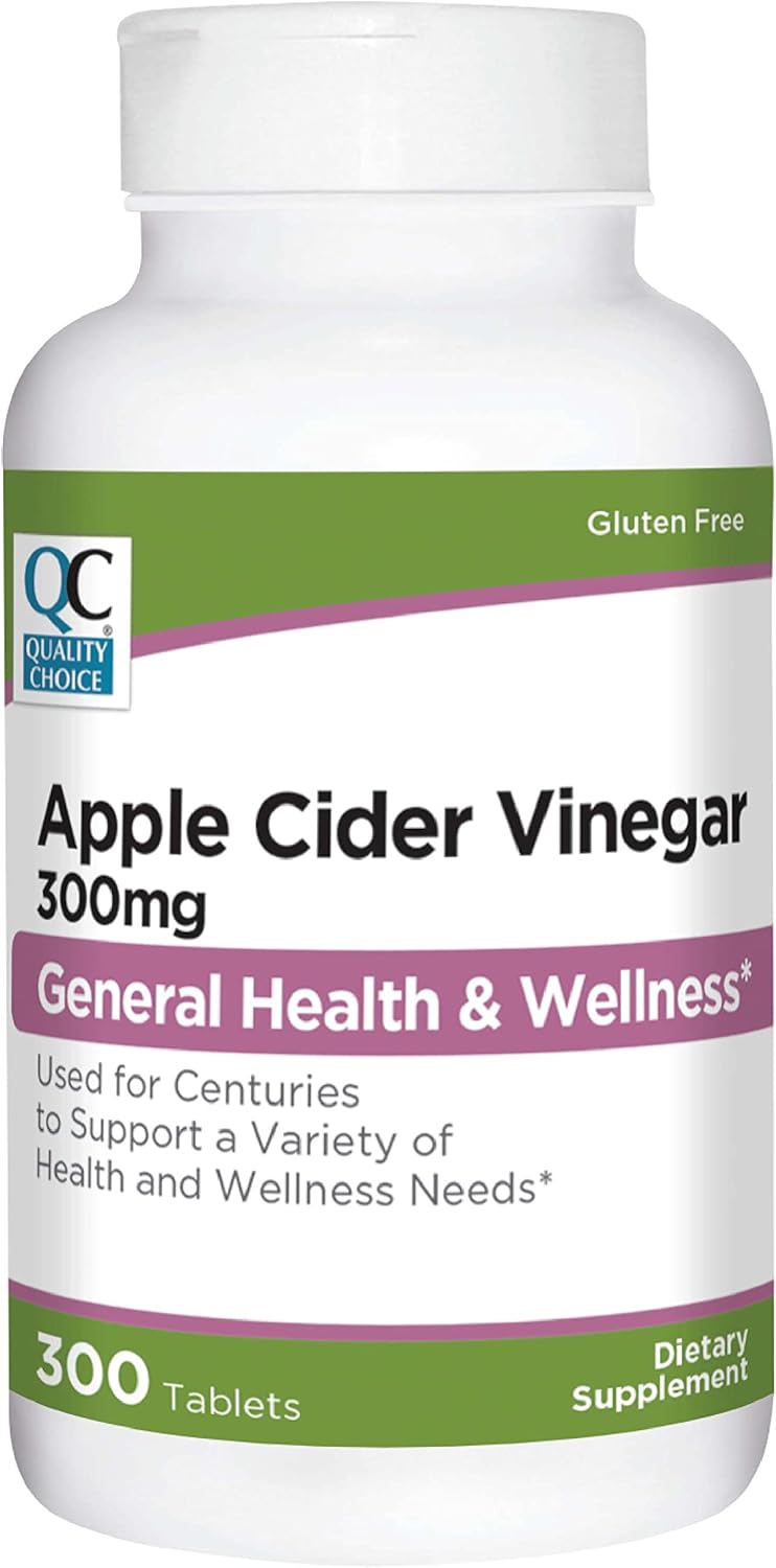 Quality Choice Apple Cider Vinegar 300 mg  General Health and Wellness  Dietary Supplement in 300 Count Bottles of Tablets - Image 1
