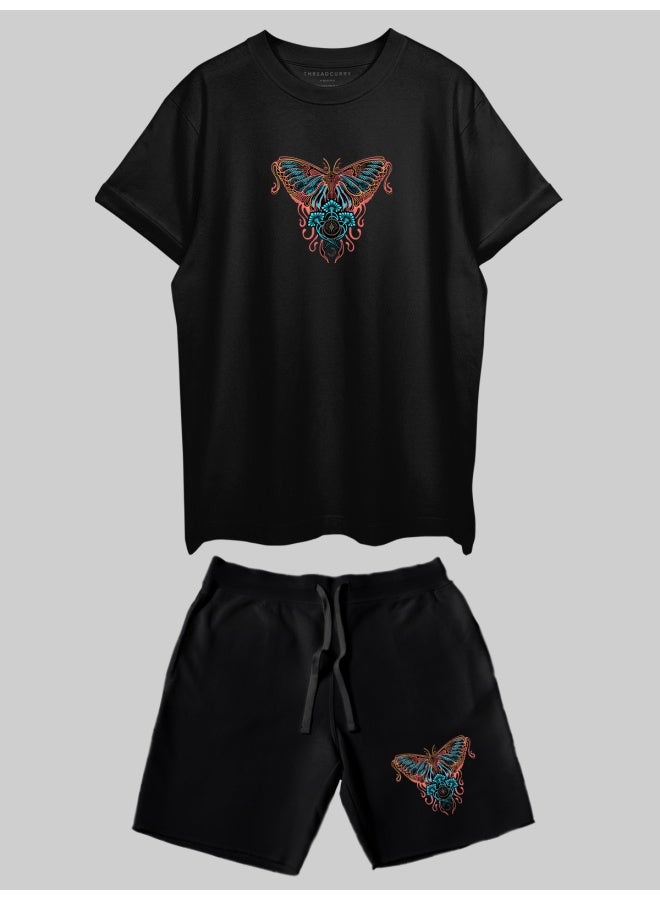 THREADCURRY THREADCURRY The Silence Printed Co-ord Set for Men - Half Sleeve Oversized T-Shirt and Shorts  - Image 3