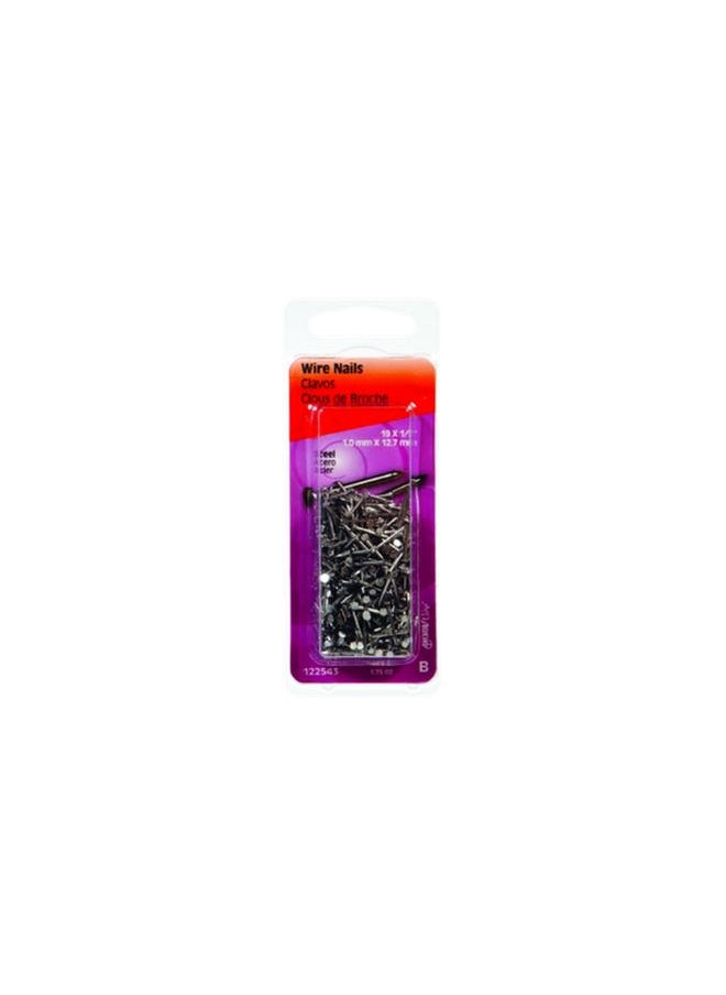 Hillman Bright Steel Smooth Shank Flat Head Wire Nails Silver 1 x 12.7mm 122543  - Image 1