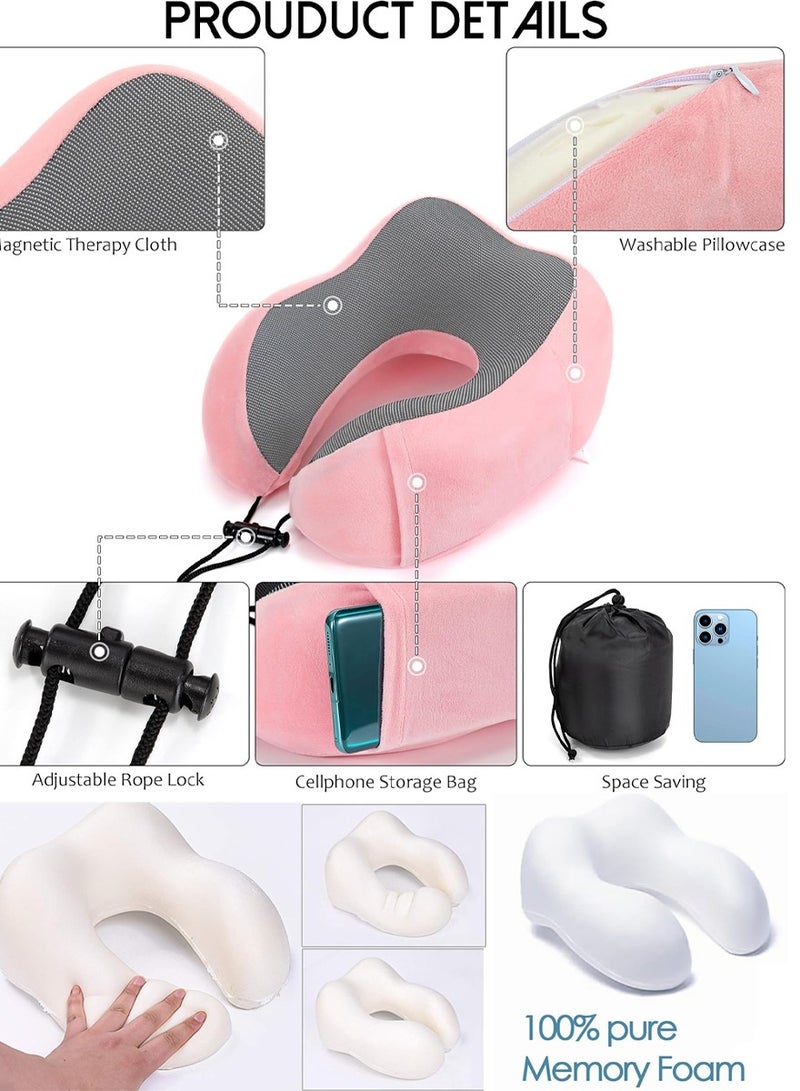 ISHWAZ Luxurious Travel Kit, Neck Pillow with Eye Mask, Earplugs and Carrying Bag, 100% Pure Memory Foam, Sleeping Pillow, Airplane Pillow, Head and Neck Support Pillow, High Quality, Washable Cover  - Image 2